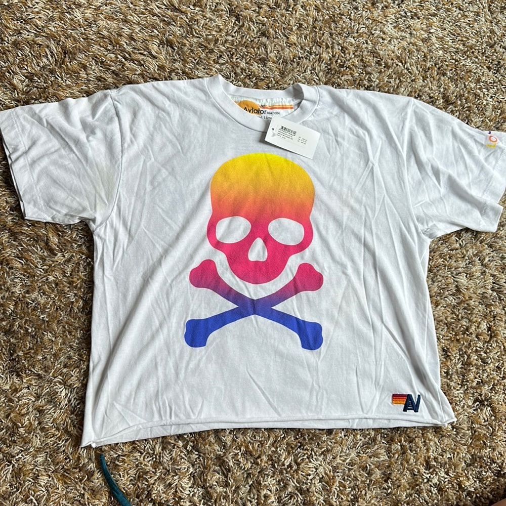 NEW WITH TAG - RARE - Aviator Nation x Soul Cycle skull t-shirt